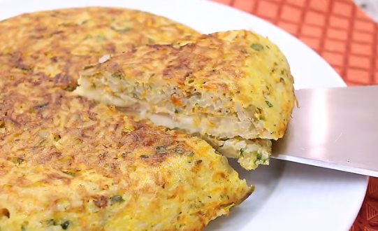 Fritada com sobras de arroz