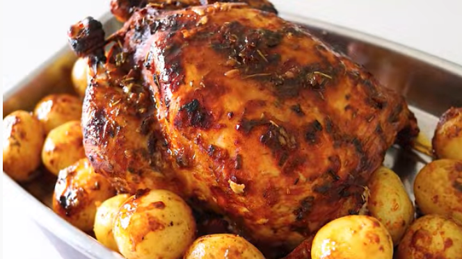 Frango Assado Recheado com Farofa - Meu Caderno de Receitas